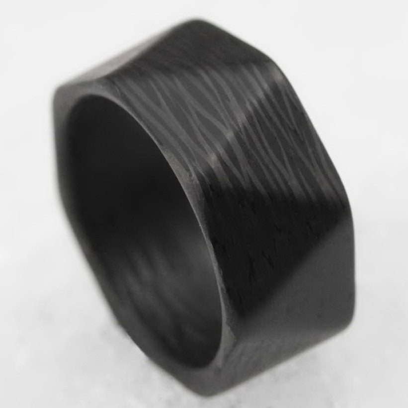 Carbon Fiber Men's Ring On White Background