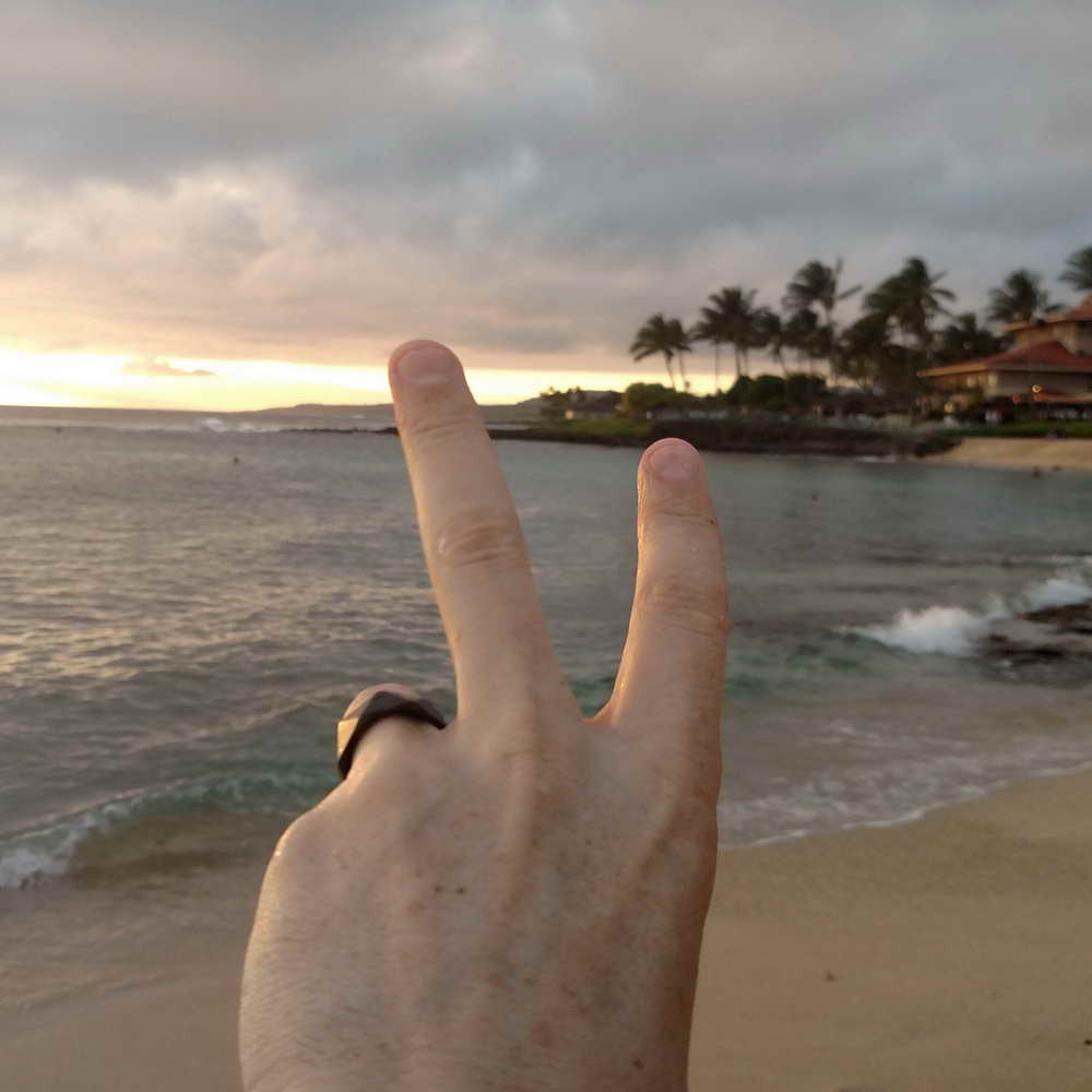 Carbon Fiber Men's Ring Worn At The Beach