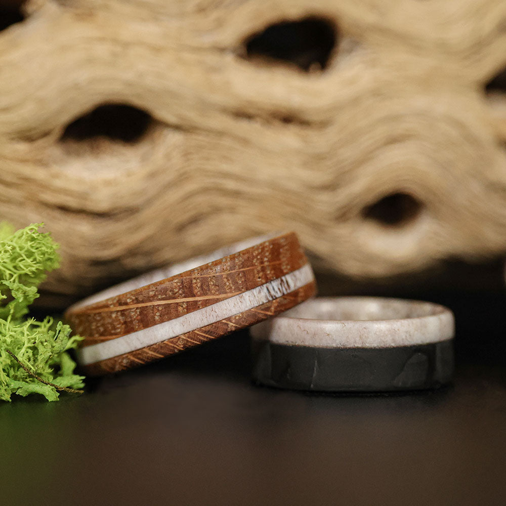 Two antler wedding bands