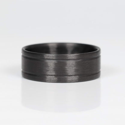 Ultralight Grooved Carbon Fiber Men's Wedding Band Laying Flat