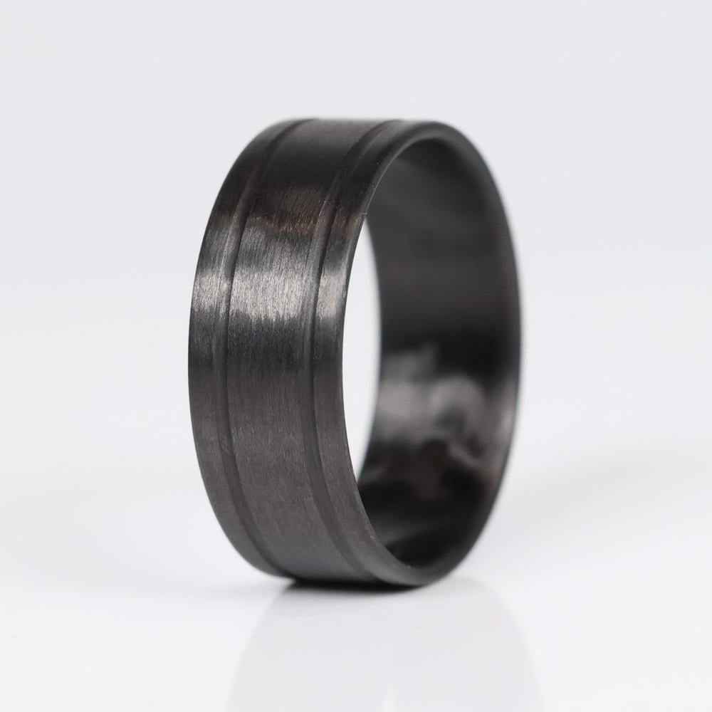 Ultralight Grooved Carbon Fiber Men's Wedding Band