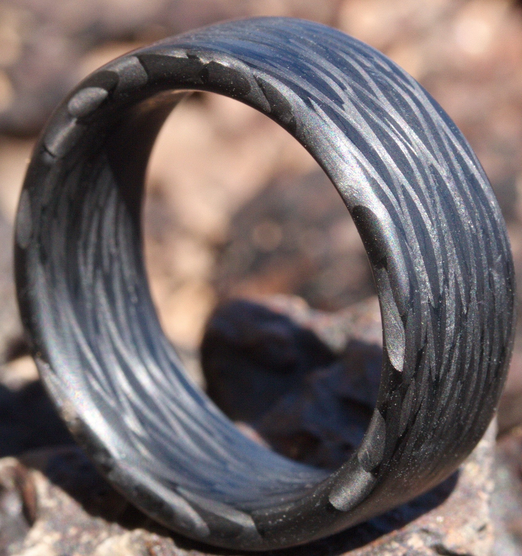 Men's Carbon Fiber Wedding Band In The Desert