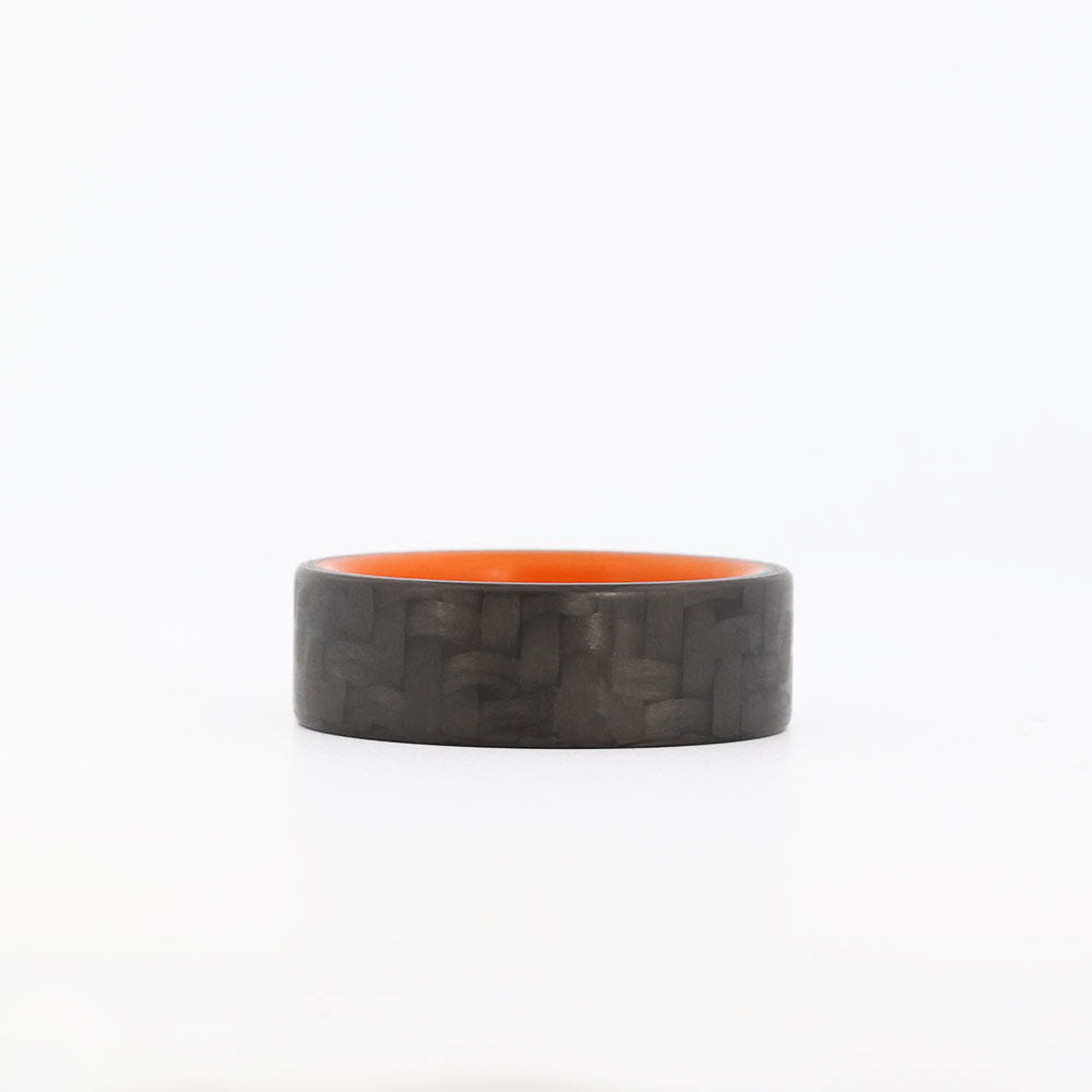 Orange Glow Ring with Carbon Fiber Laying Flat