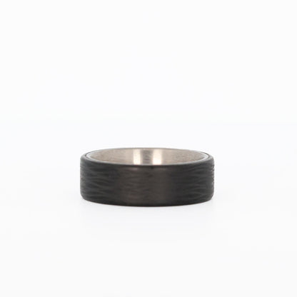 Men's Titanium Wedding Band with Carbon Fiber Laying Flat