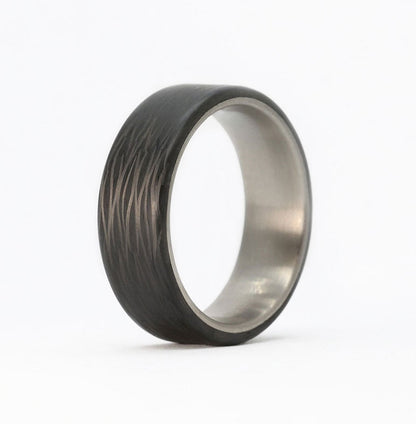 Men's Titanium Wedding Band with Carbon Fiber