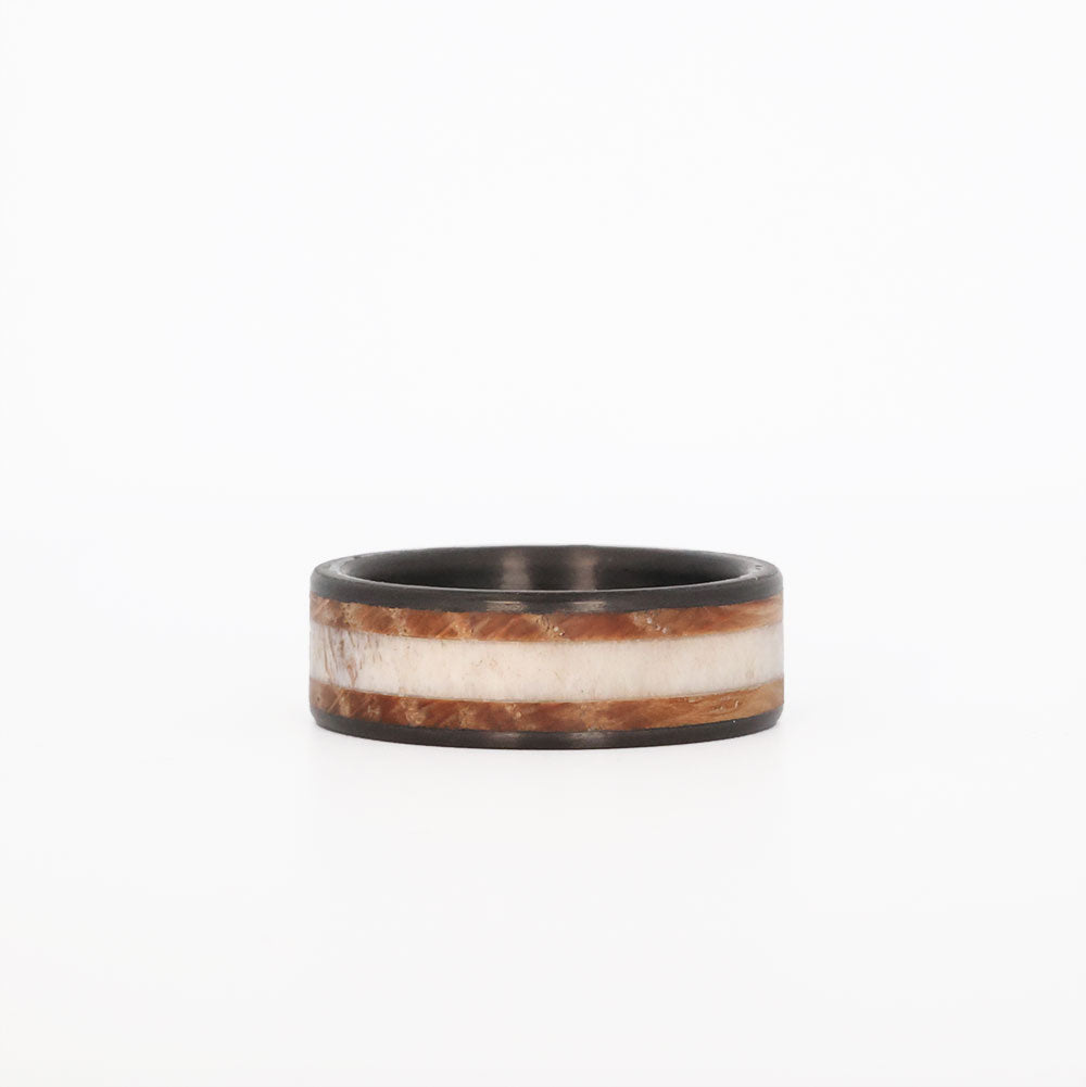 Deer Antler Men's Wedding Band Laid Down