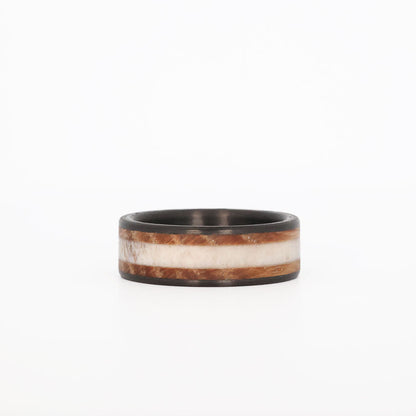 Deer Antler Men's Wedding Band Laid Down